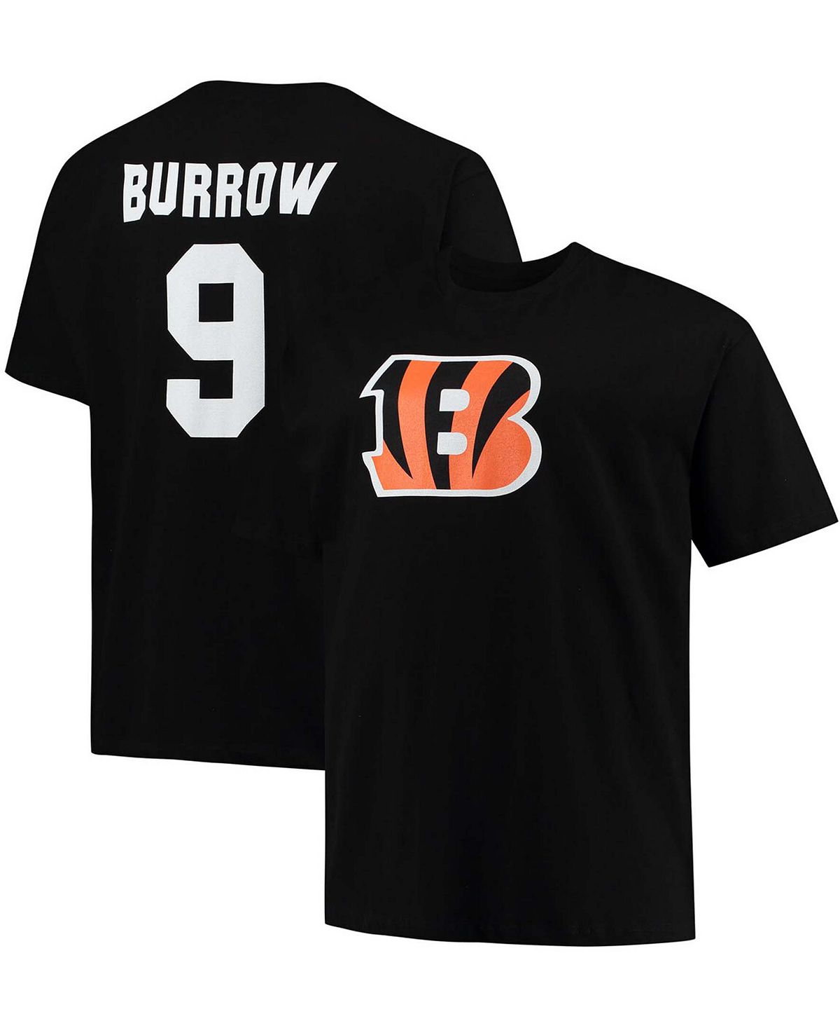 Мужская черная футболка Big and Tall Joe Burrow Cincinnati Bengals с именем игрока и номером Fanatics
