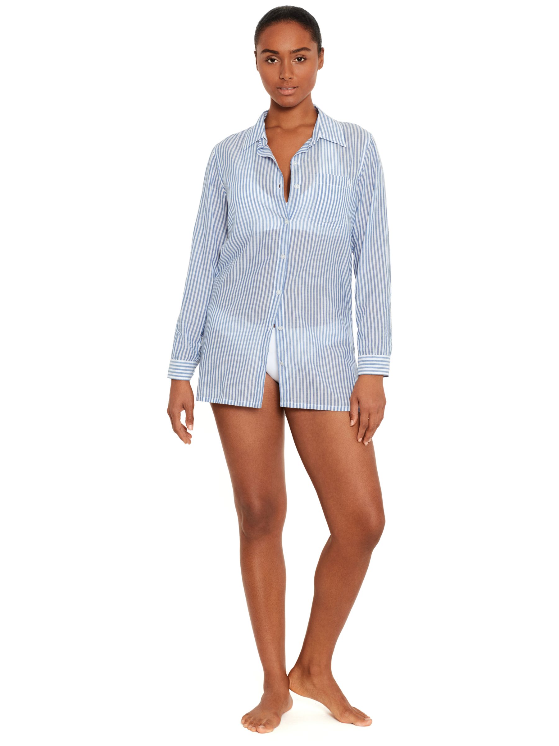 Рубашка оверсайз из хлопка с вышитым логотипом Lauren Camp Ralph Lauren, синий/мульти