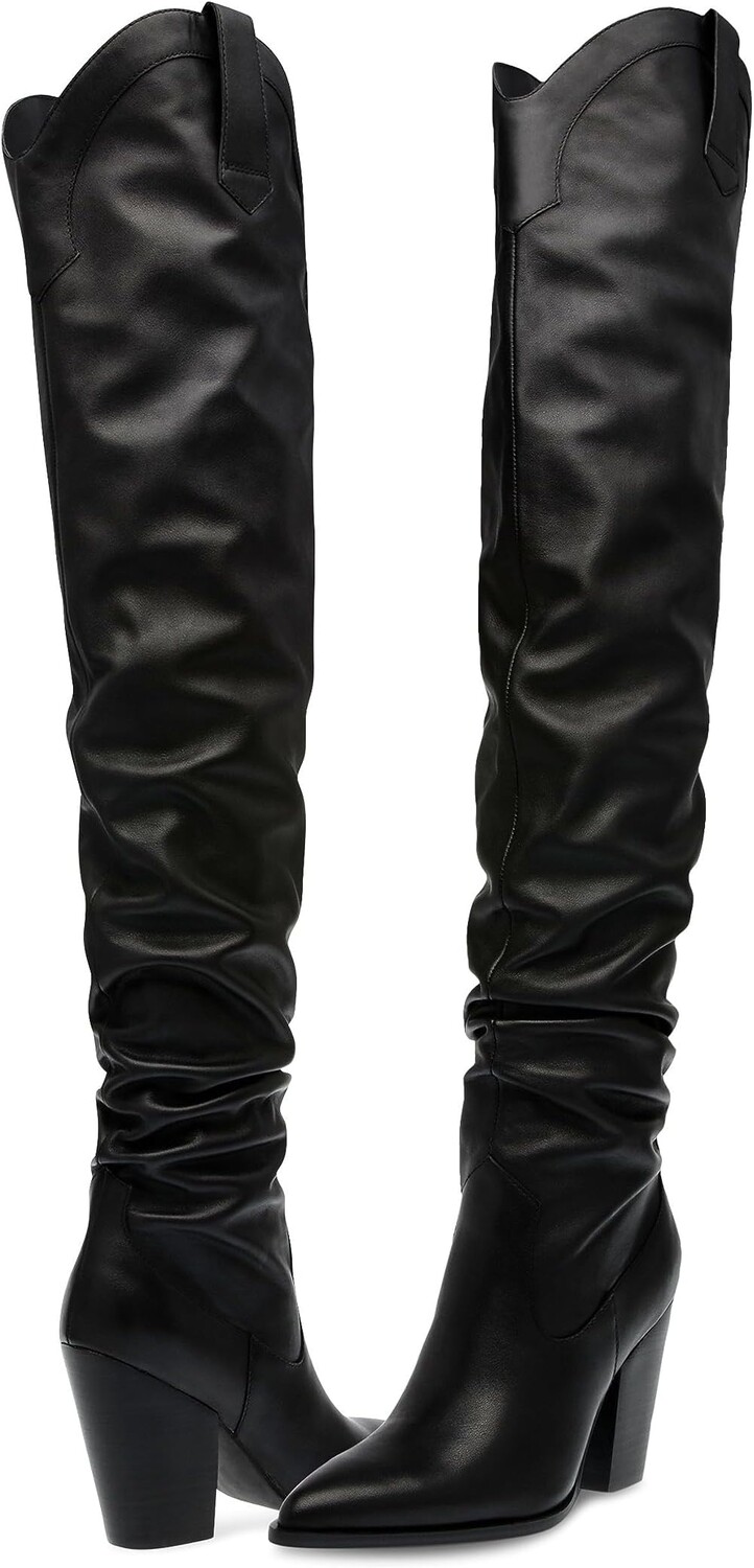 

Сапоги Landy Steve Madden, черная кожа, Черный