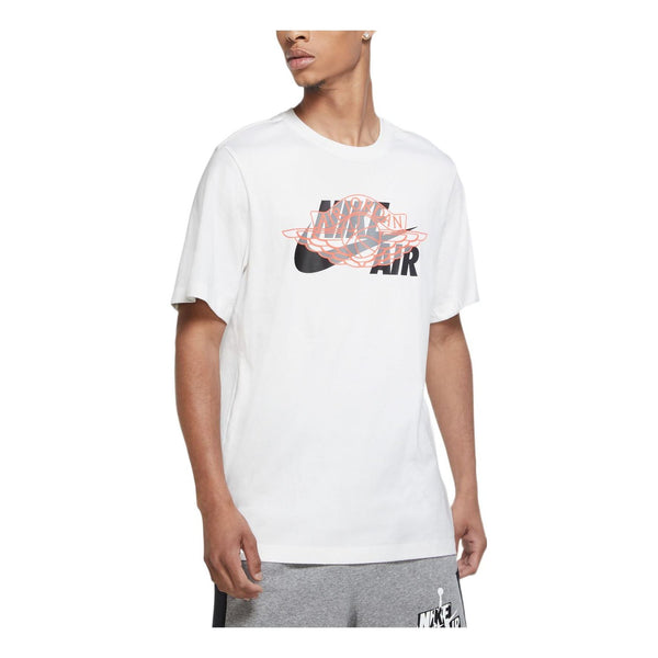 Футболка Air Jordan Pattern Printing Round Neck Casual Short Sleeve T-Shirt Men's White, белый