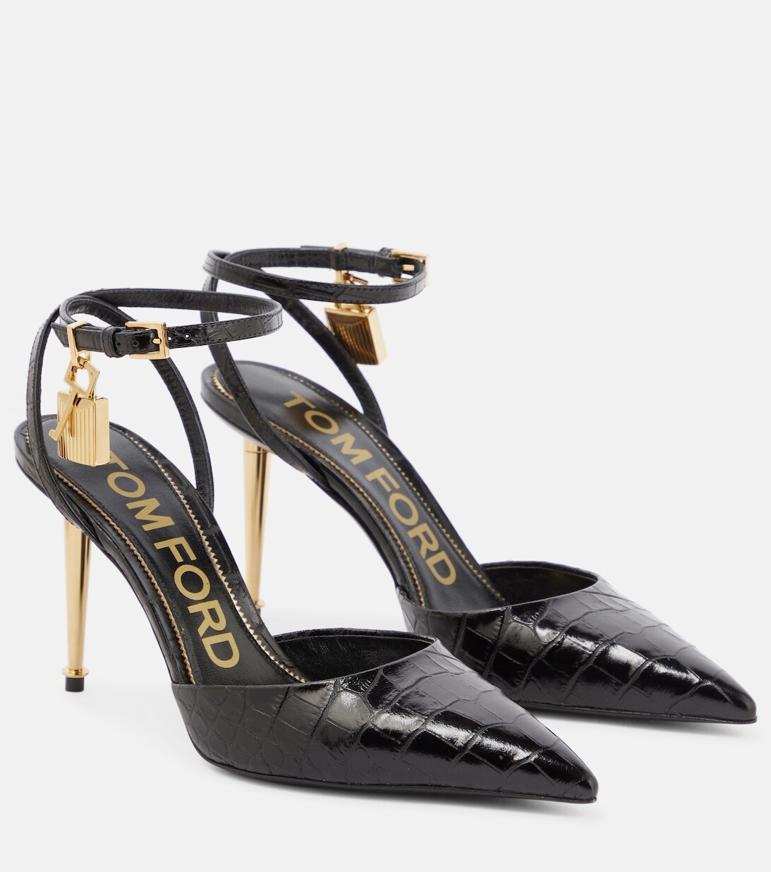 

Туфли Padlock из кожи с тиснением под крокодила Tom Ford, черный