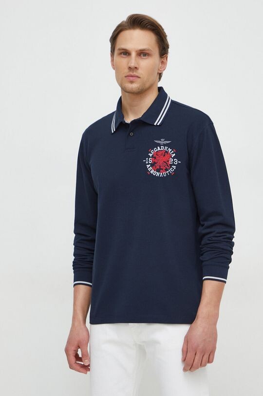 

Лонгслив из хлопка Aeronautica Militare, темно-синий