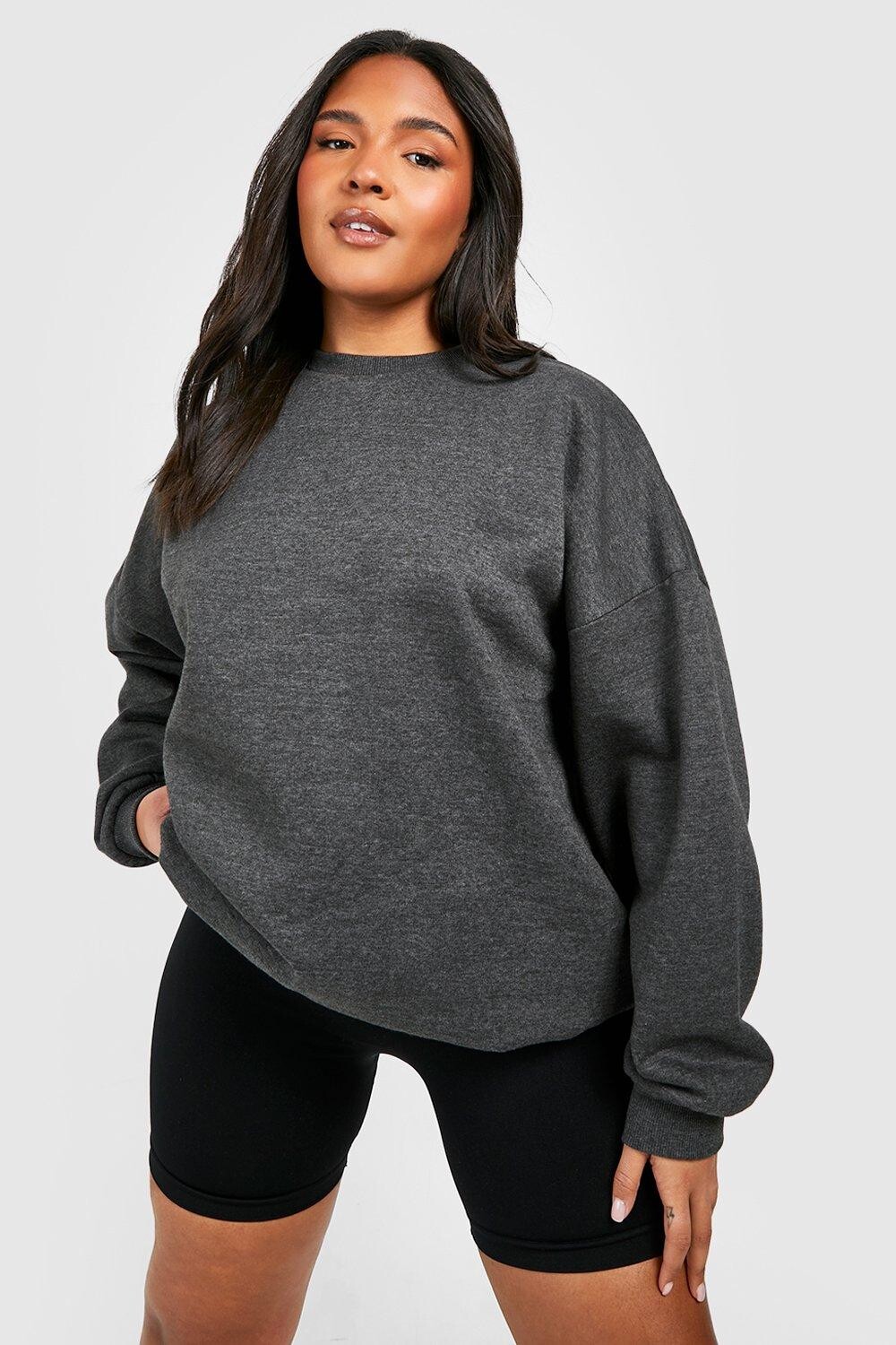 

Свитшот оверсайз recycled plus basic Boohoo, угольный