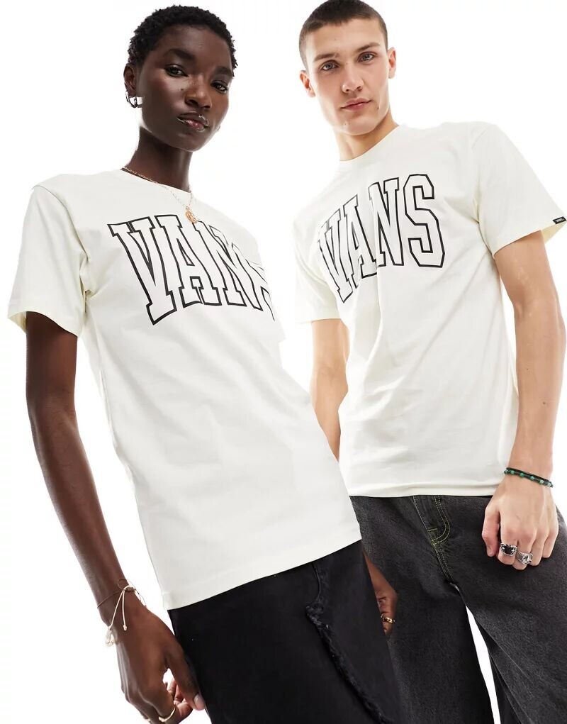

Белая футболка с изогнутым логотипом Vans