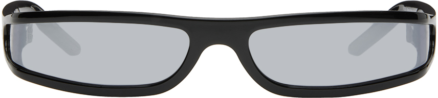 Черные противотуманные солнцезащитные очки Rick Owens, цвет Black/Silver