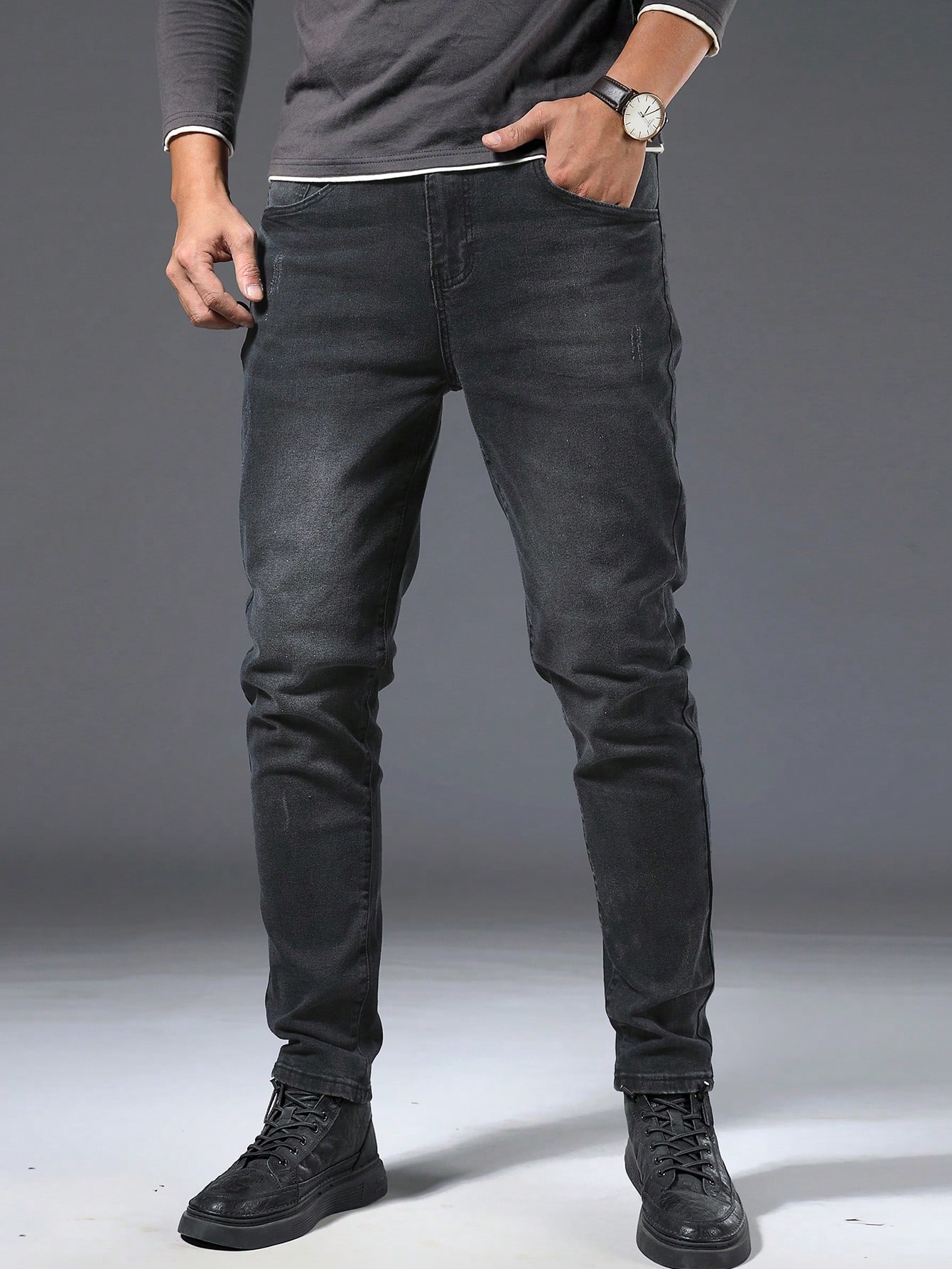 Мужские джинсы больших размеров Manfinity Homme, темно-серый