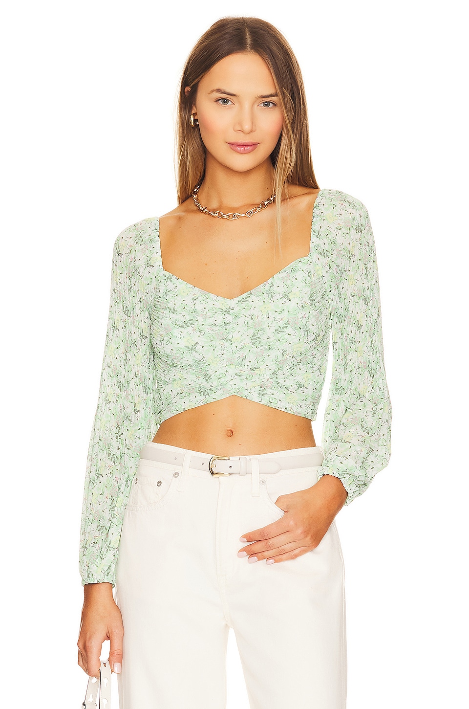 

Топ ASTR the Label Bonnie, цвет Green Multi Floral