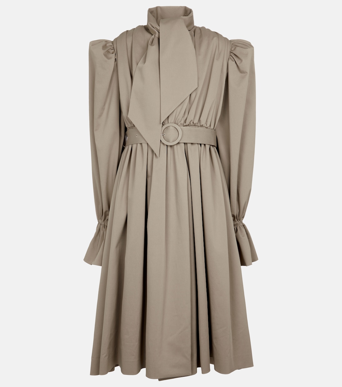 Trench Coat Dress in Dark Beige stretch Gabardine