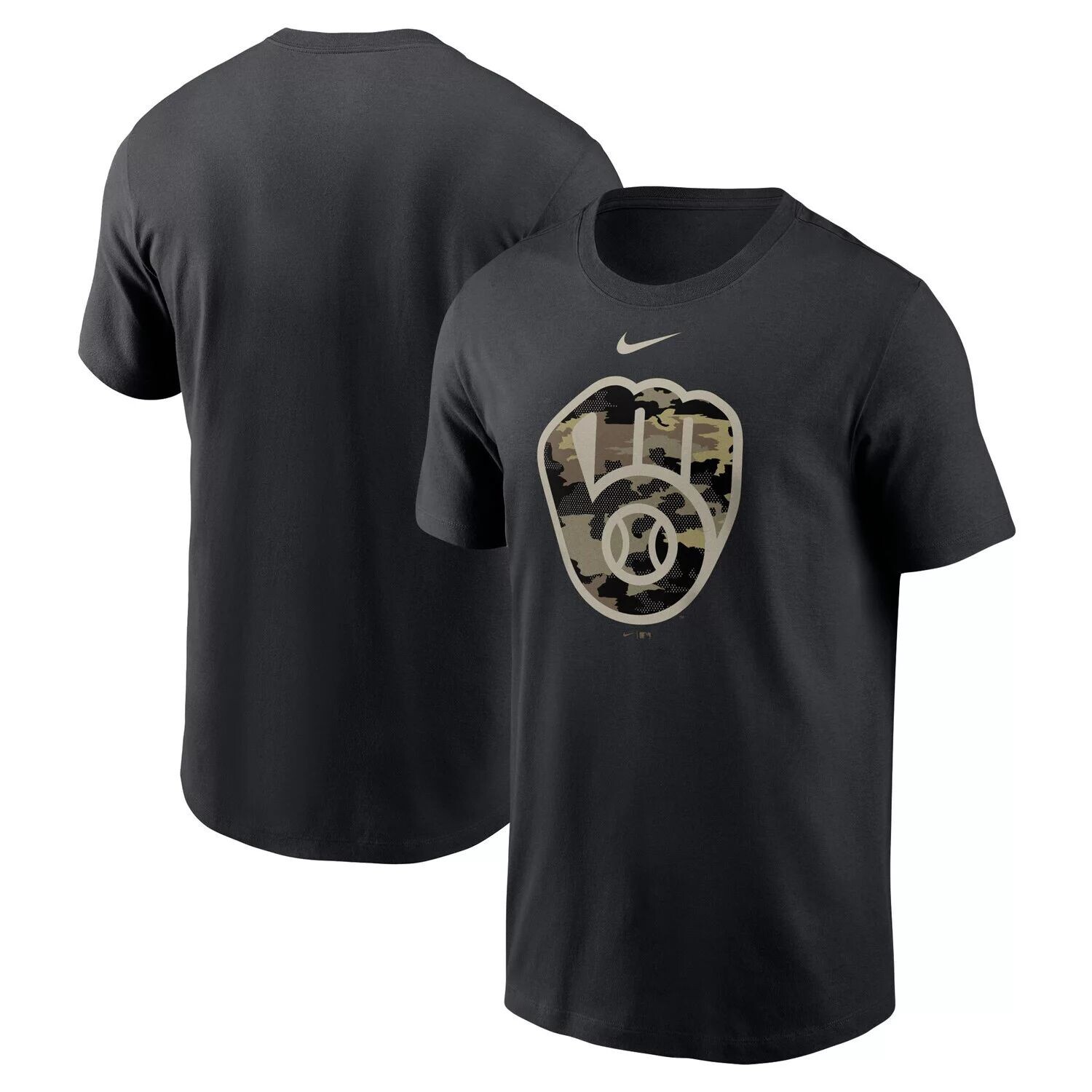 

Мужская черная футболка с камуфляжным логотипом Nike Milwaukee Brewers Team, Черный