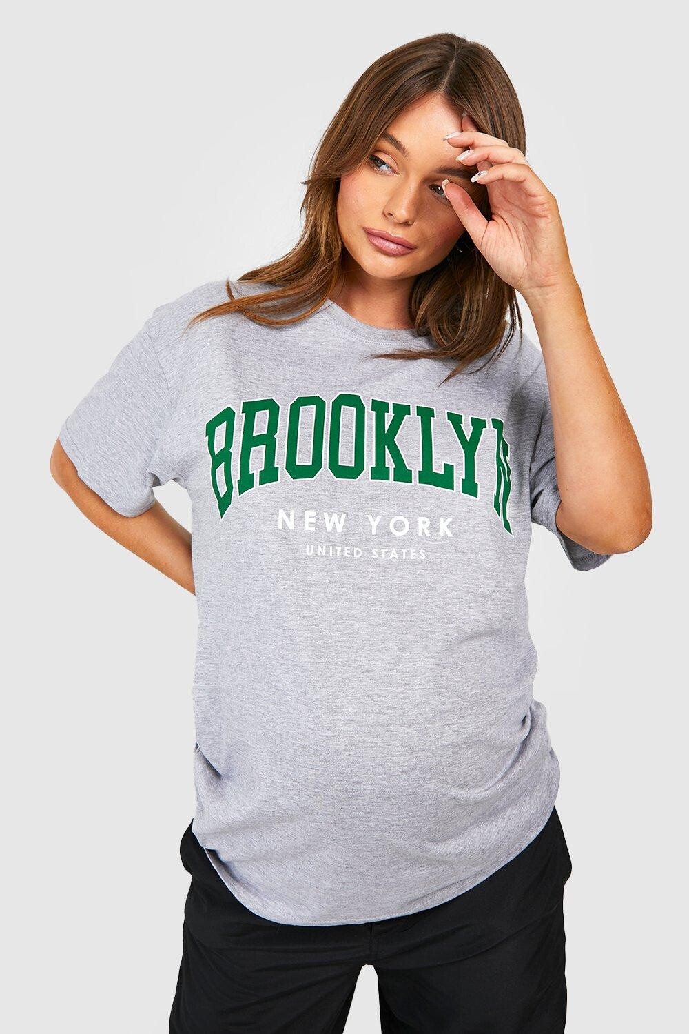 

Футболка с графикой для материалов brooklyn Boohoo, серый