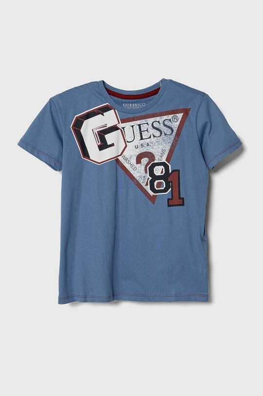 

Детская хлопковая футболка Guess, синий