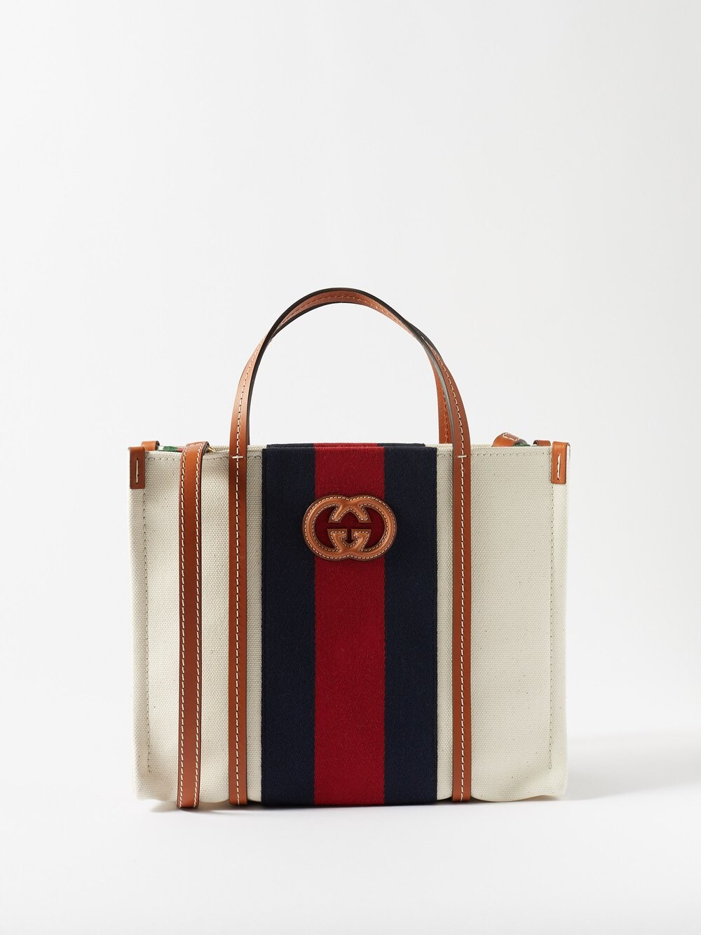 

Маленькая сумка через плечо из кожи и холста с полосками web Gucci, белый