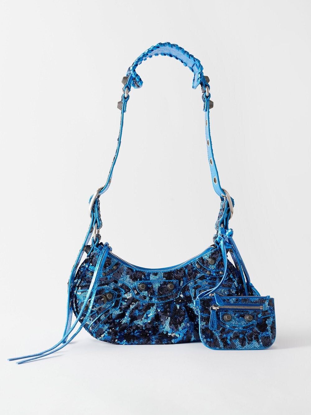 

Кожаная сумка на плечо le cagole xs с пайетками Balenciaga, синий