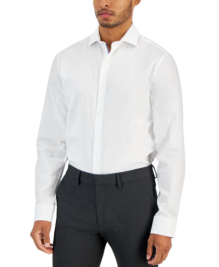 Мужская классическая рубашка узкого кроя Diamond Dobby Bar III, белый