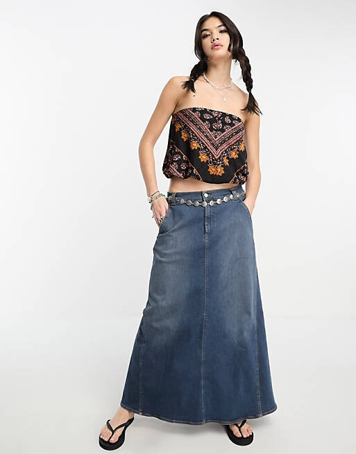 

Черный топ-футляр с узором пейсли Free People