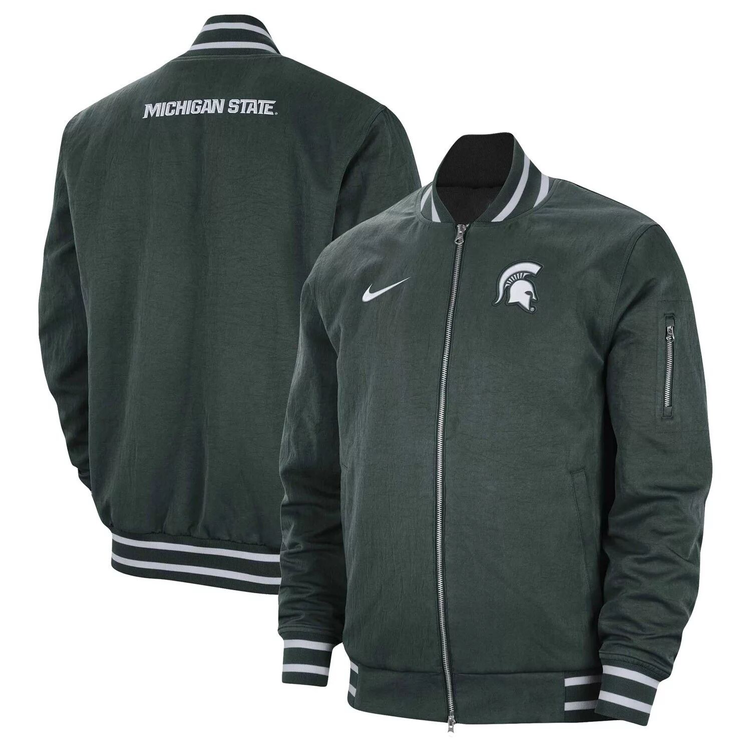 

Мужской зеленый бомбер с молнией во всю длину Michigan State Spartans Nike