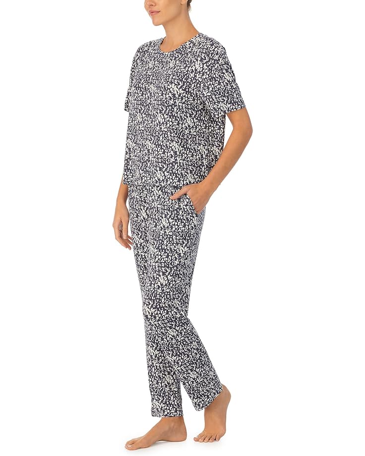 Пижамный комплект Sanctuary Short Sleeve Tee Cropped PJ Set, цвет Black Animal