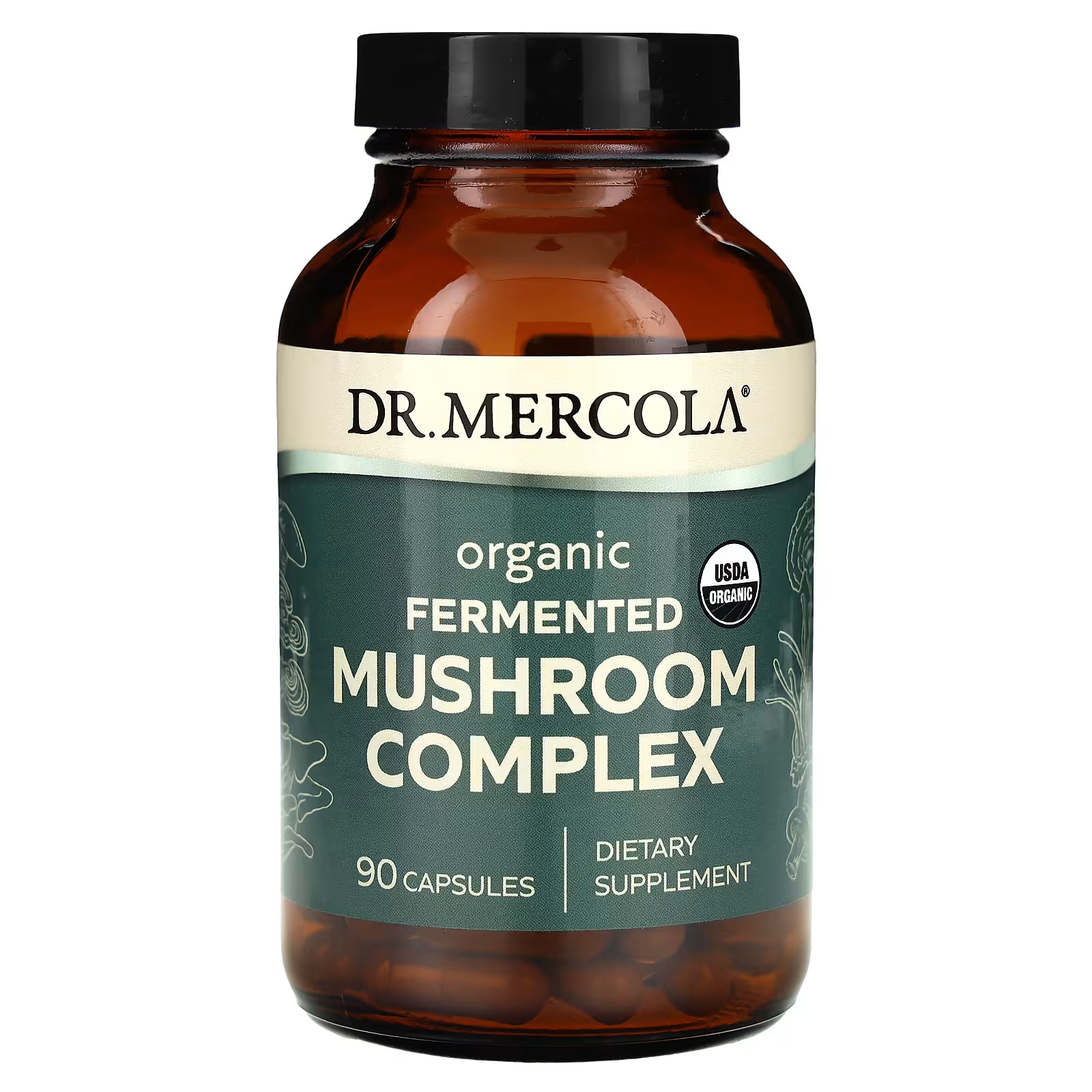 Комплекс органических ферментированных грибов Dr. Mercola, 90 капсул dr mercola комплекс пробиотиков для кошек и собак 90 г 3 17 унции