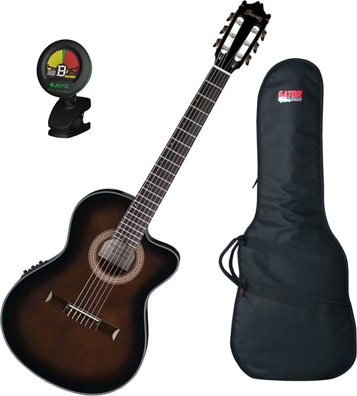цена Акустическая гитара Ibanez GA35TCE Thinline A/E Classical Guitar Bundle, Dark Violin Burst