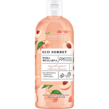 Мицеллярная вода Eco Sorbet Peach Peach увлажняющая и освежающая 500мл, Bielenda мицеллярная вода увлажняющая и успокаивающая bielenda sorbet raspberry 500 мл