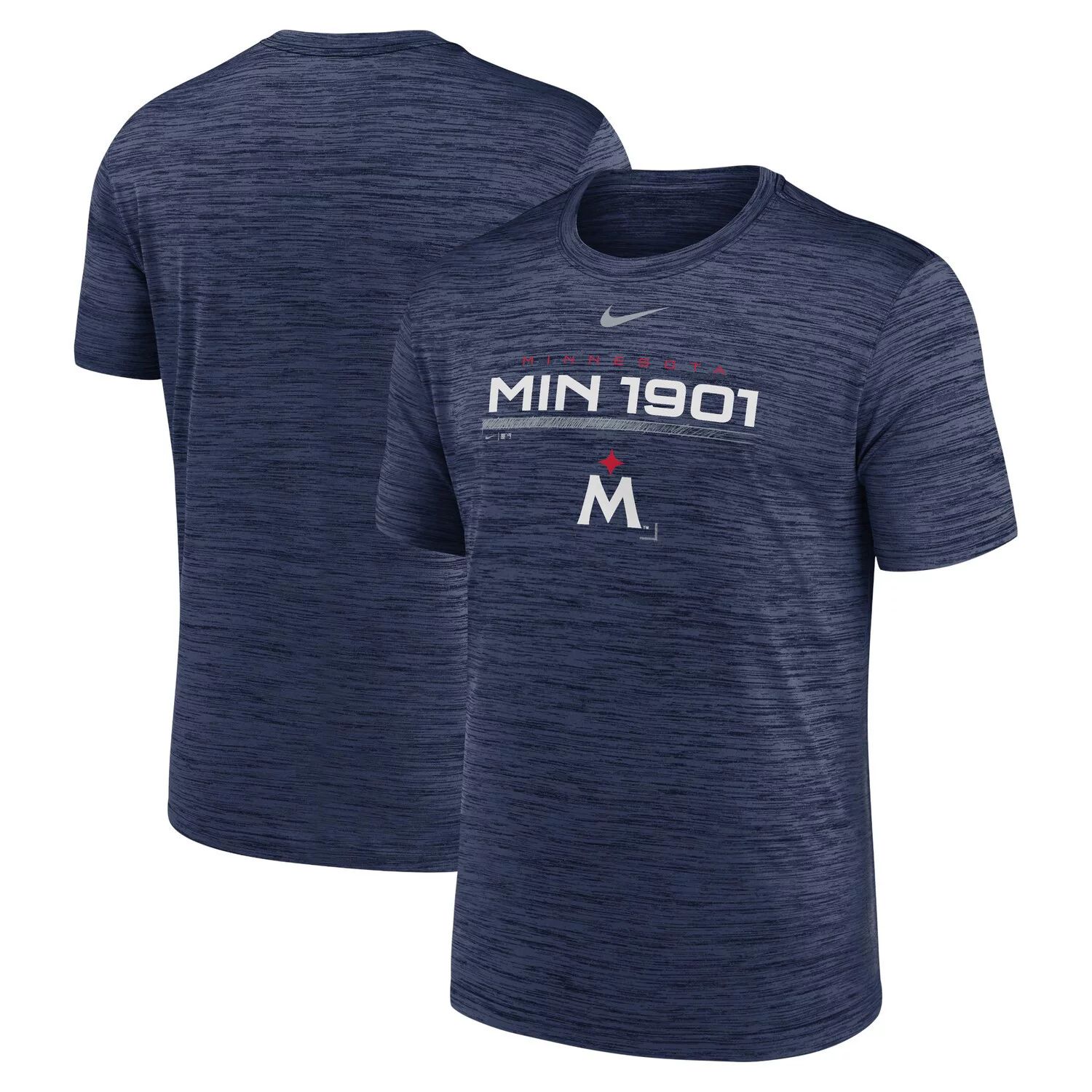 Мужская темно-синяя футболка Minnesota Twins Wordmark Velocity Performance Nike
