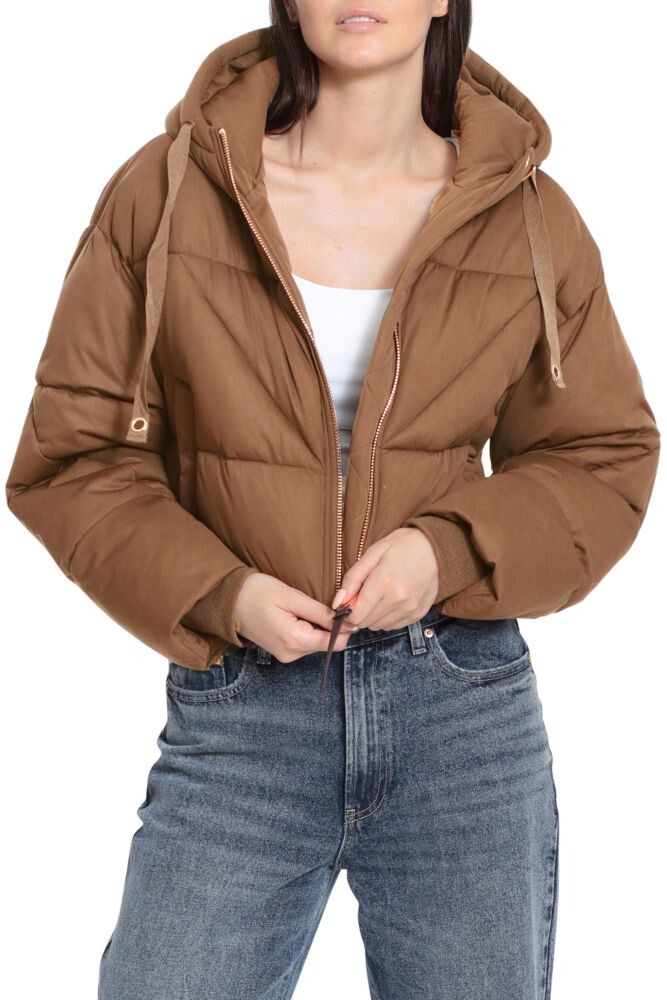 

Укороченная куртка-пуховик свободного кроя с капюшоном Thermal Puff Avec Les Filles, цвет Cedar