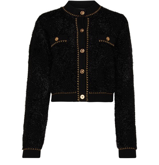 

Твидовый кардиган с декором Medusa Versace, черный