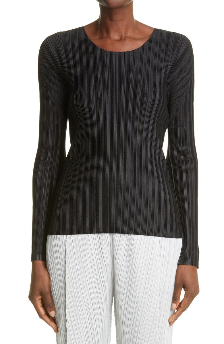 

Плиссированный топ с длинными рукавами PLEATS PLEASE ISSEY MIYAKE, черный