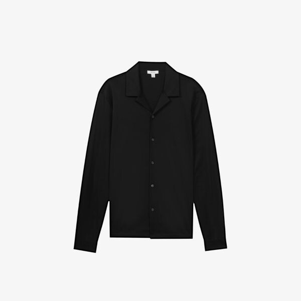 

Рубашка Spence с кубинским воротником Reiss, черный
