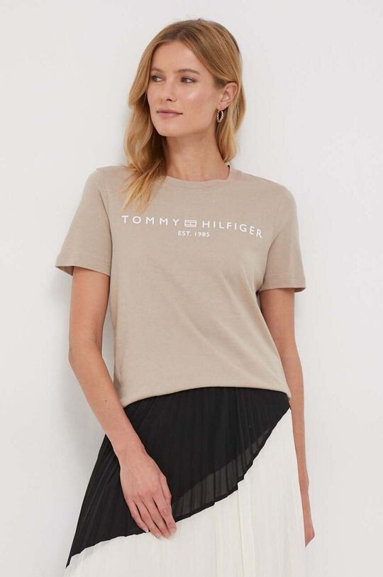 

Хлопковая футболка Tommy Hilfiger, бежевый