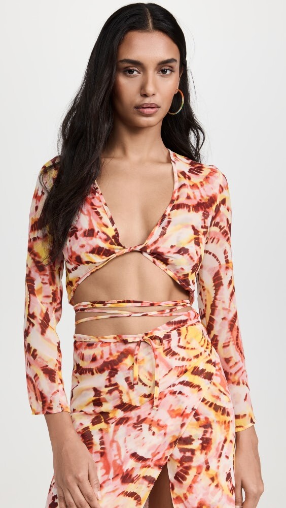 

Топ Dur Doux Ombre Tie Dye Twist Crop, красный