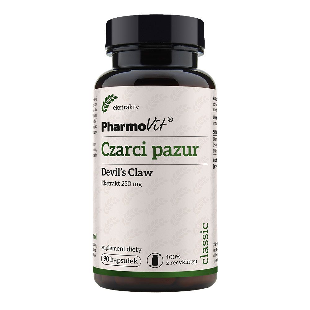Подготовка к суставам Pharmovit Classic Czarci Pazur Devil's Claw 250 mg, 90 шт густой экстракт солянки холмовой 95 мл 110 г