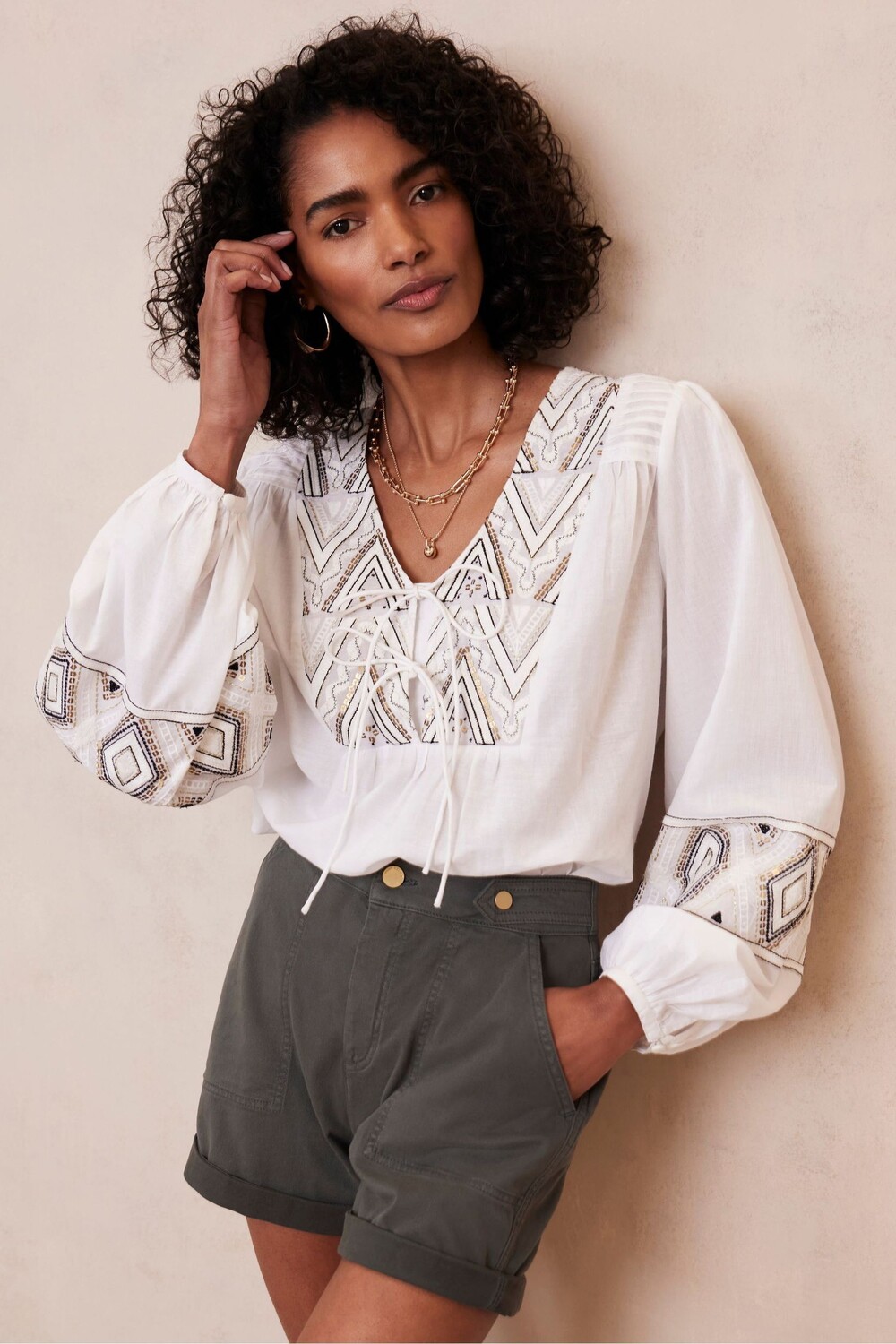 

Топ на завязках с вышивкой Mint Velvet, белый