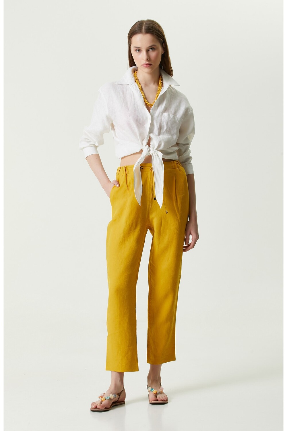 

Льняные брюки Safran Yüksel Waist Network, бордовый, Красный