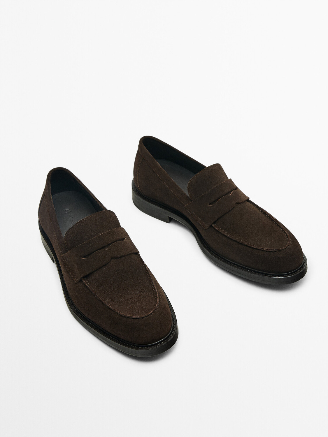 

Белые замшевые лоферы Massimo Dutti, коричневый