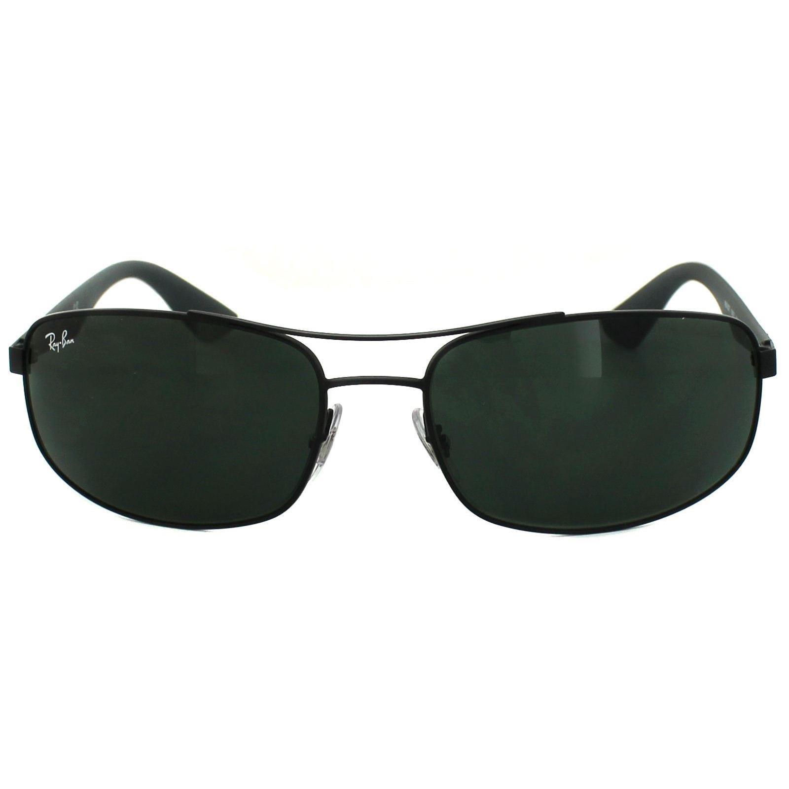Прямоугольные матовые черные серые зеленые солнцезащитные очки Ray-Ban, черный