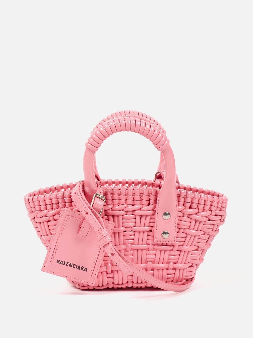 

Плетеная сумка-корзина bistrot xs Balenciaga, розовый