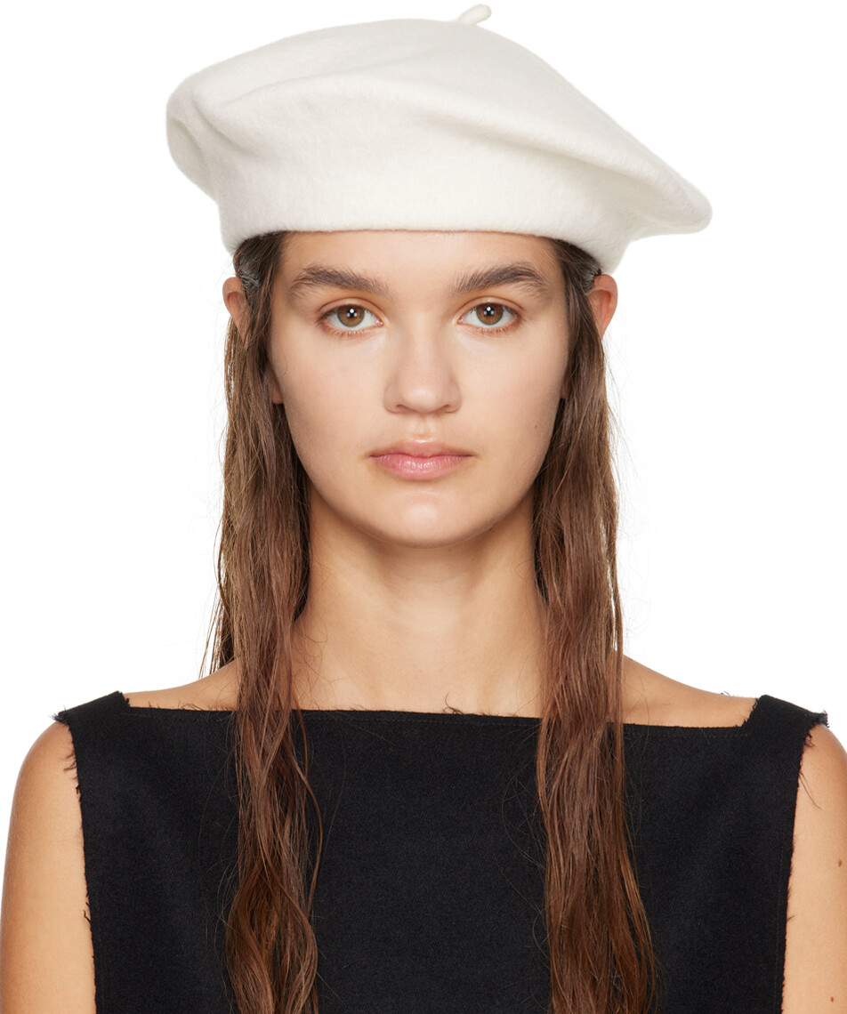 

Кремового цвета Тяжелый шерстяной берет Maison Margiela