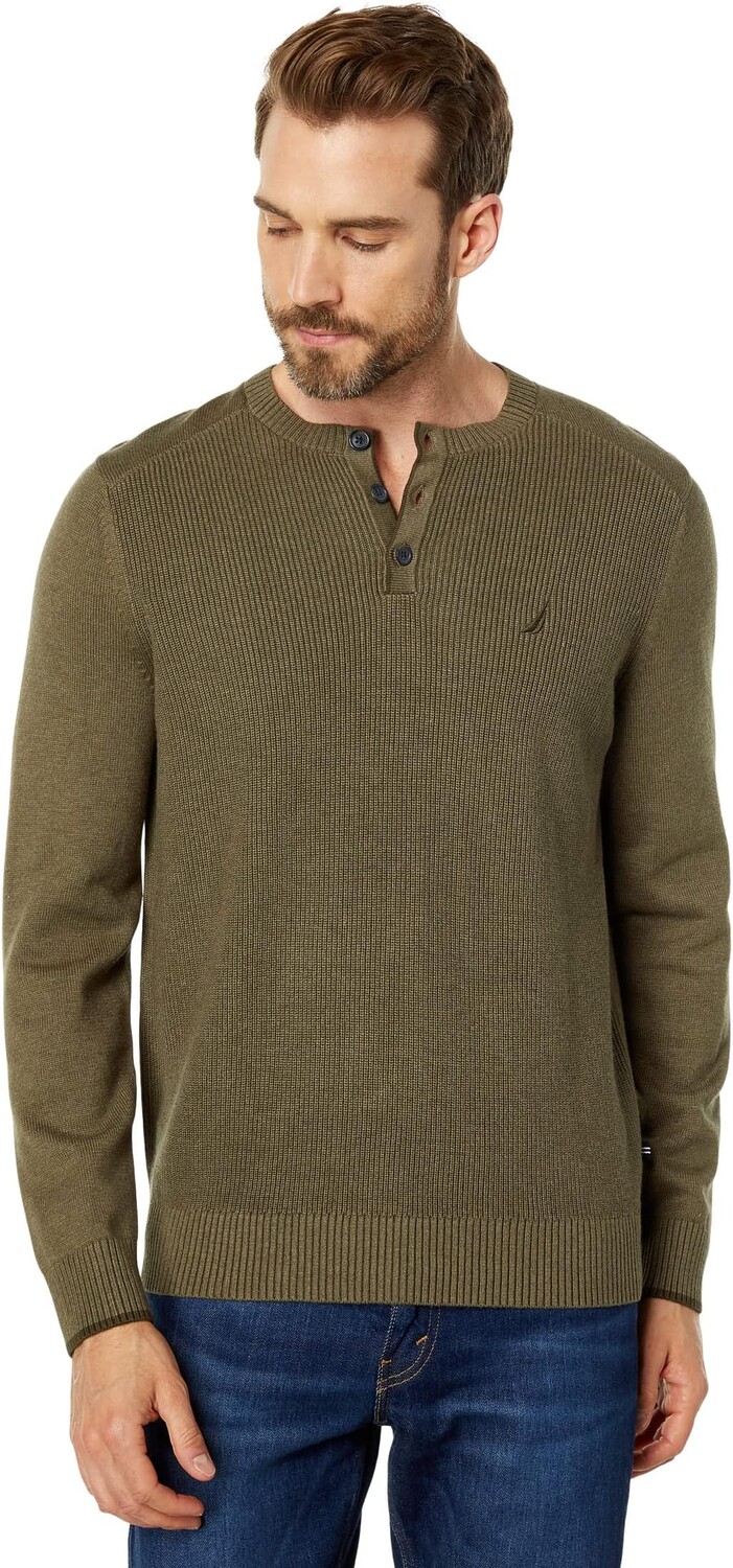 

Свитер Sustainably Crafted Textured Henley Nautica, цвет Hillside Olive Heather