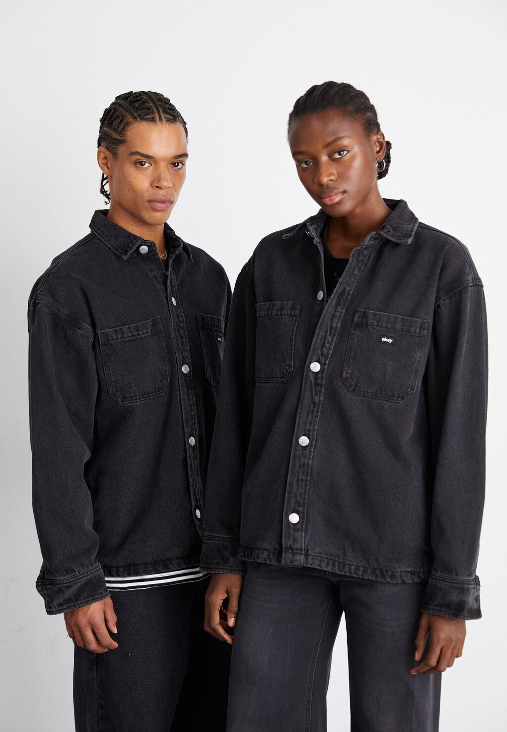 

Джинсовая куртка MILTON SHIRT JACKET UNISEX Obey Clothing, выцветший черный