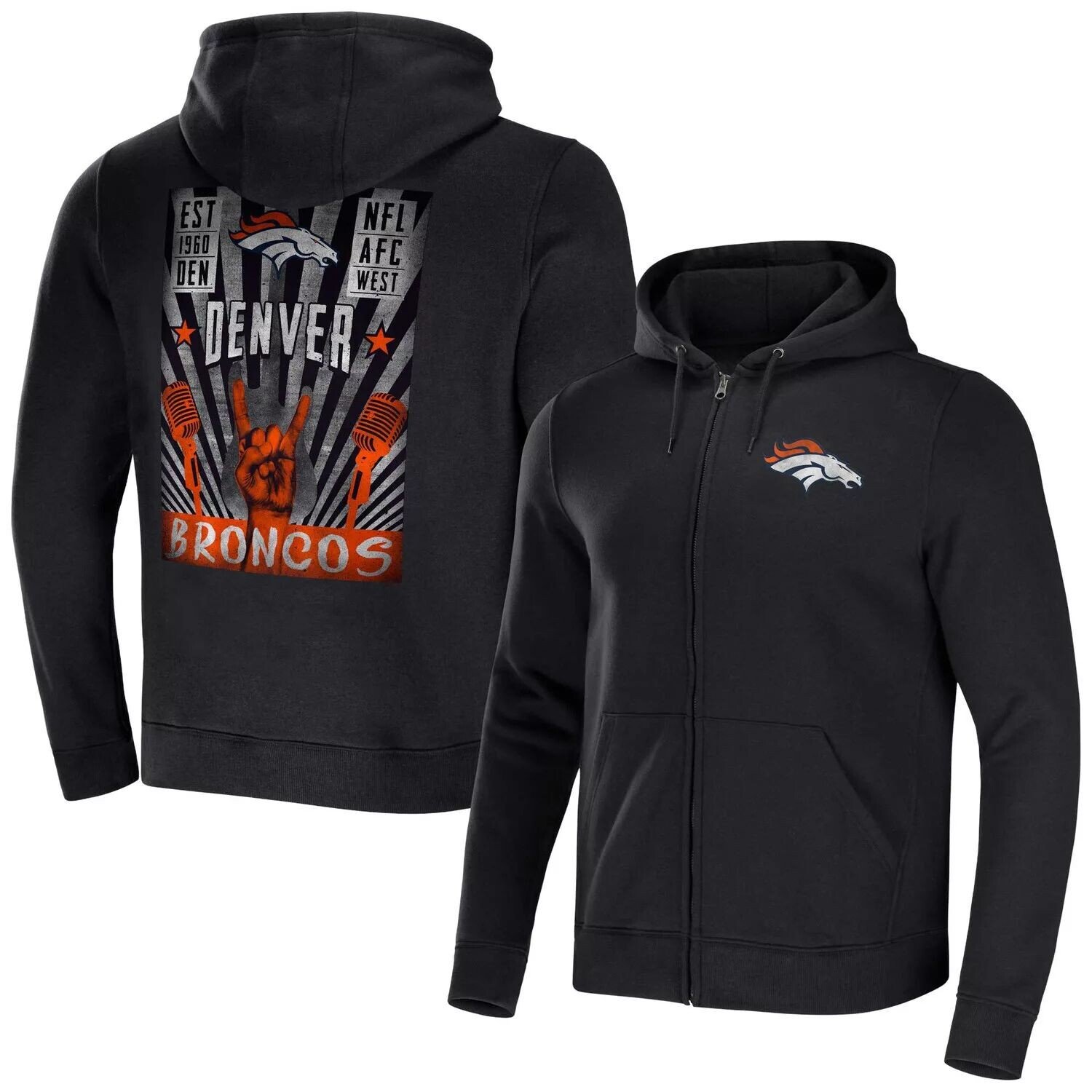 

Мужская толстовка с молнией во всю длину NFL x Darius Rucker Collection от Fanatics Black Denver Broncos Rocker