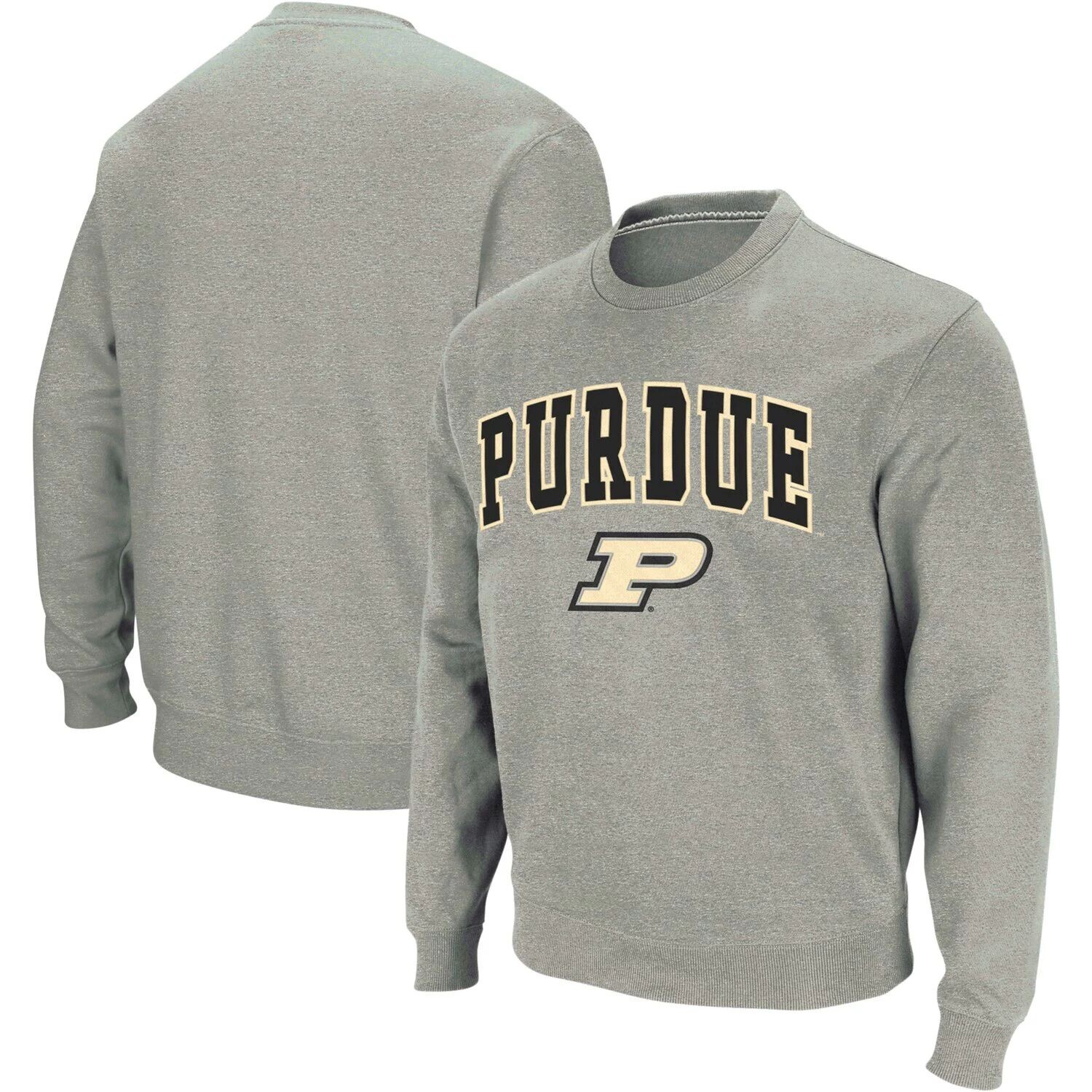 

Мужской свитшот с круглым вырезом Heather Grey Purdue Boilermakers Arch & Logo Colosseum