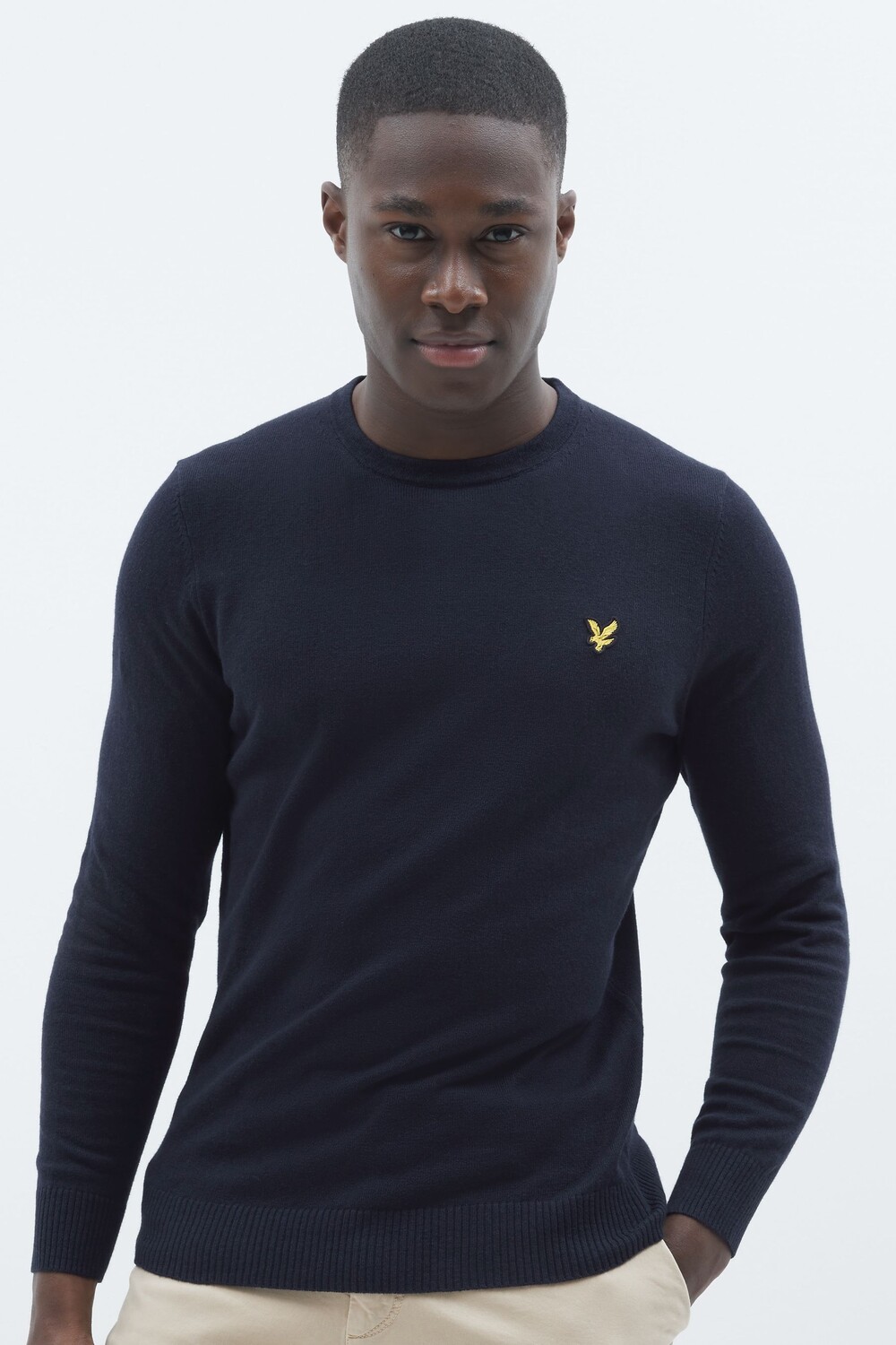 

Свитер из мериносовой шерсти с круглым вырезом Lyle & Scott, синий