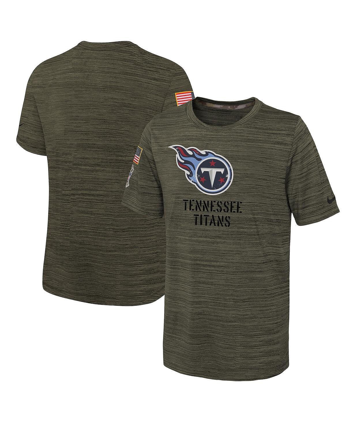 

Оливковая футболка Big Boys Tennessee Titans 2022 Salute To Service Velocity Nike