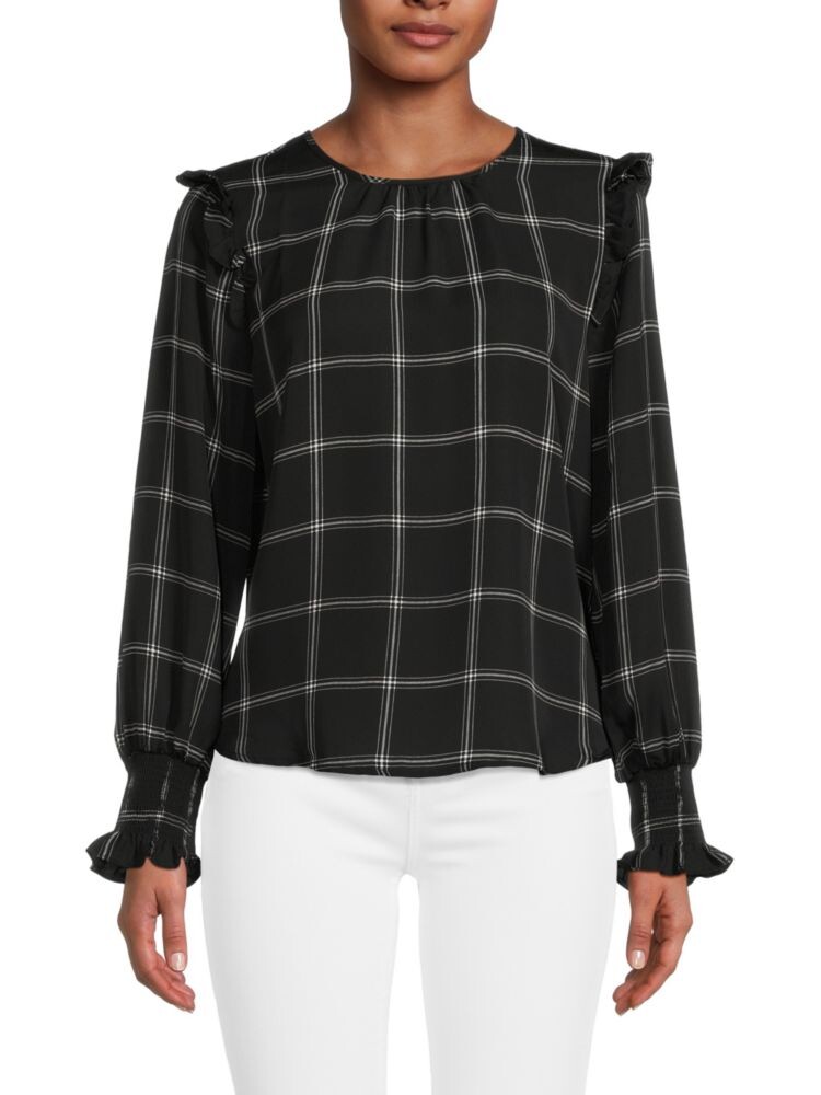 

Блузка в клетку с оконным стеклом Laundry By Shelli Segal, цвет Black Marshmallow