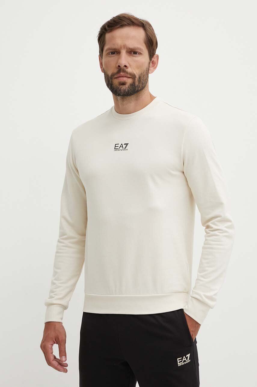 

Хлопковая толстовка EA7 Emporio Armani, бежевый