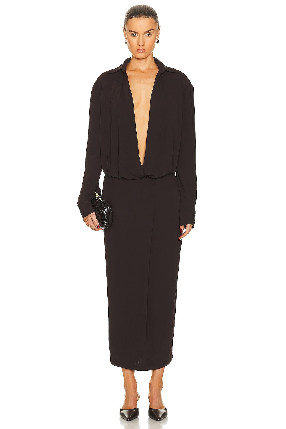 

Платье Christopher Esber Framed Buckle Wrap Shirt, цвет Cacao