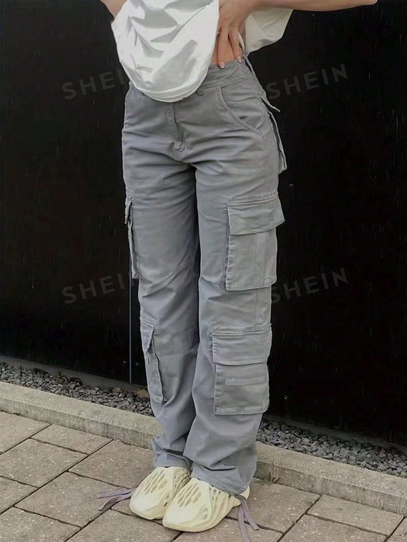 Женские брюки-карго с несколькими карманами в стиле Y2k, серый