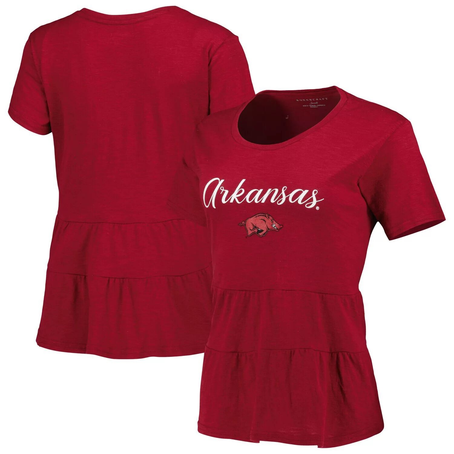 

Женская футболка Cardinal Arkansas Razorbacks Willow с оборками внизу