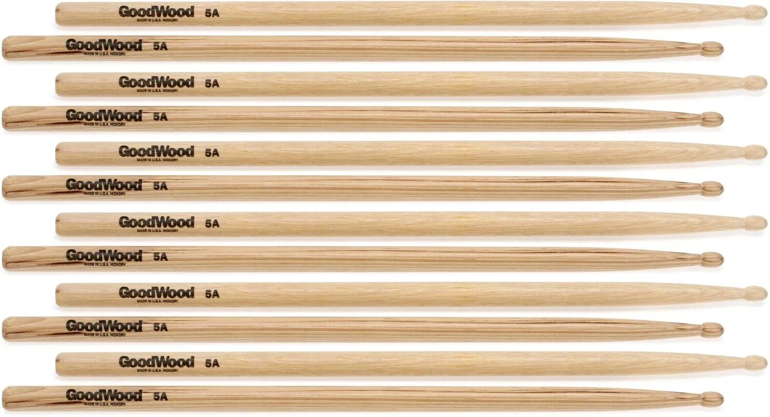 

Барабанные палочки Goodwood US Hickory, 6 пар, 5А, деревянный наконечник